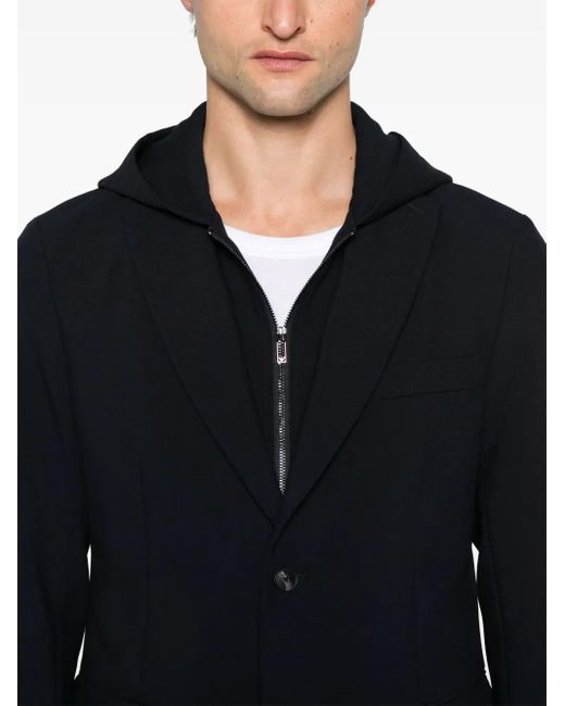 メンズ Emporio Armani デタッチャブルパネル フーデッドジャケット Blue