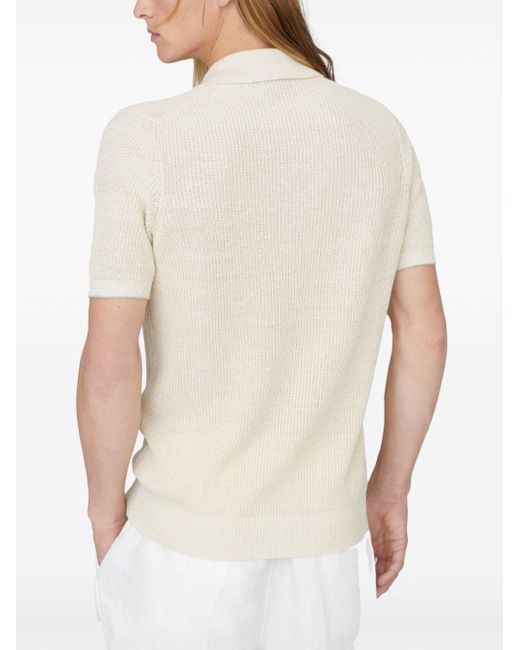 Brunello Cucinelli Natural Ribbed-knit Polo Shirt for men