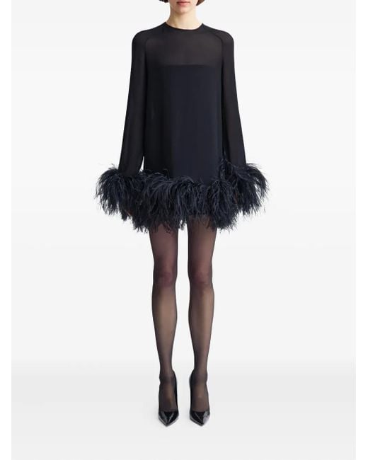 16Arlington Black Hodi Feather-Trim Mini Dress