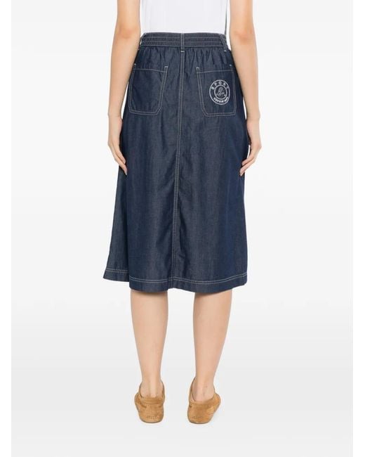 SPORT b. by agnès b. Blue Chambray Midi Skirt