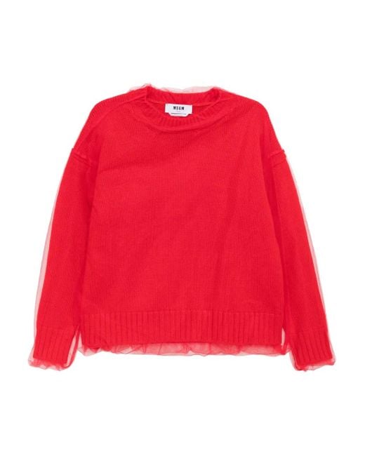 Pull À Superposition En Tulle MSGM en coloris Red