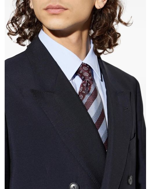 Etro Purple Cravate Rayée À Motif Cachemire for men