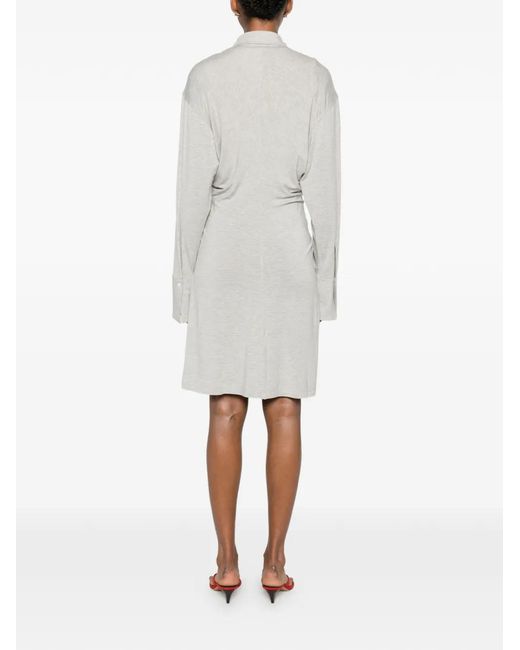Totême White Ruched Mini Dress