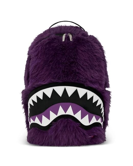 Sprayground Purple Cray Faux-Fur Backpack for men