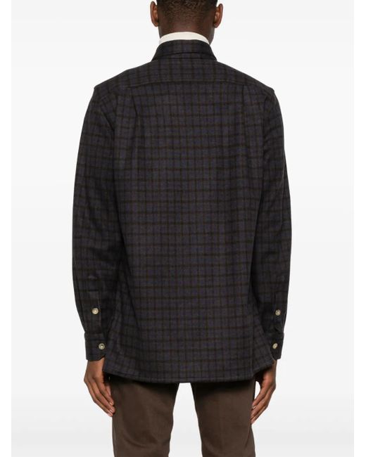 メンズ Kiton フランネル シャツ Black