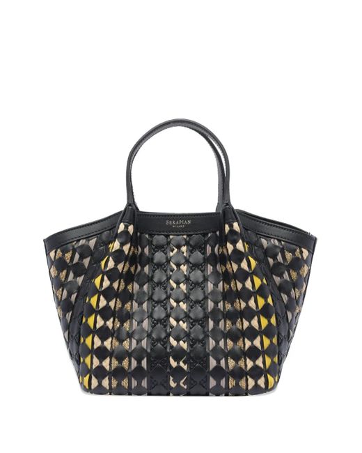 Borsa Tote Mosaico Secret Mini di Serapian in Black