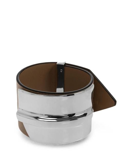 Max Mara Metallic Leather Plaque Bracelet