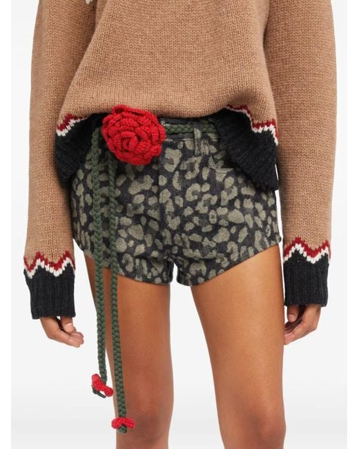 Alanui Red Rose-Crochet Belt