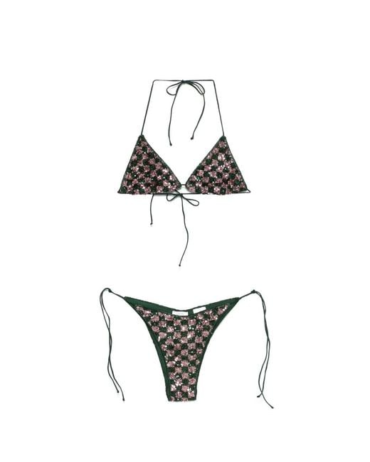 Oseree White Sequins Chess Bikini