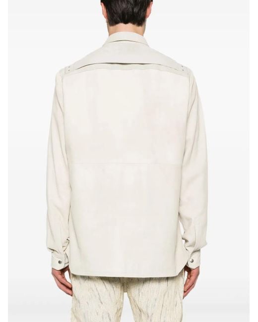 Rick Owens White Leather Overshirt for men