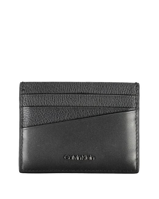 Calvin Klein Gray Grained Leather Cardholder for men