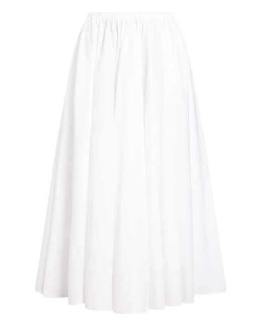 Patou White Midi Skirt With Elastic Waist