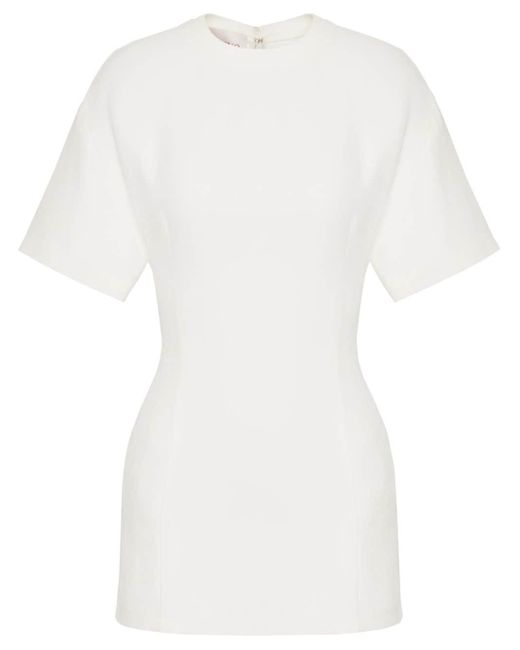 Robe Crepe Couture courte Valentino Garavani en coloris White