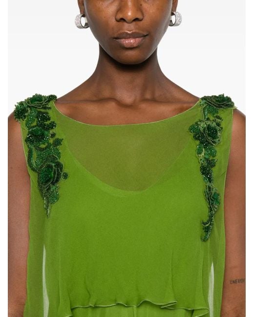 Robe Longue En Soie À Ornements Alberta Ferretti en coloris Green
