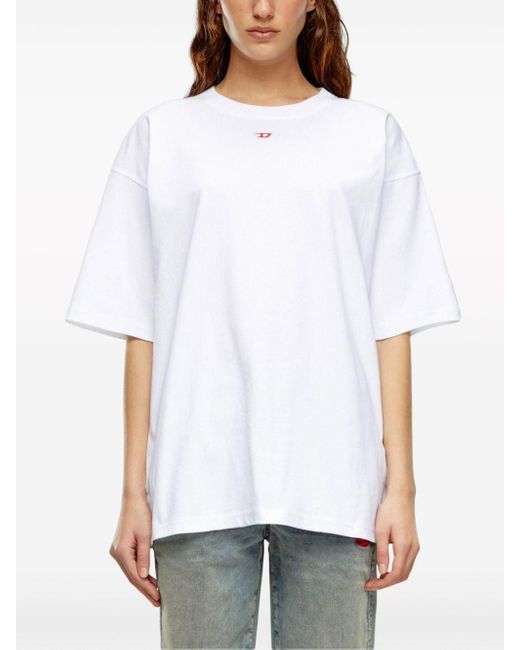 DIESEL White T-Boxt-D T-Shirt mit Logo-Patch