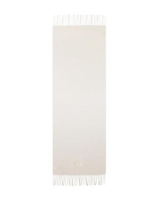 DIESEL White S-Imon-D-Long Fringed Scarf for men