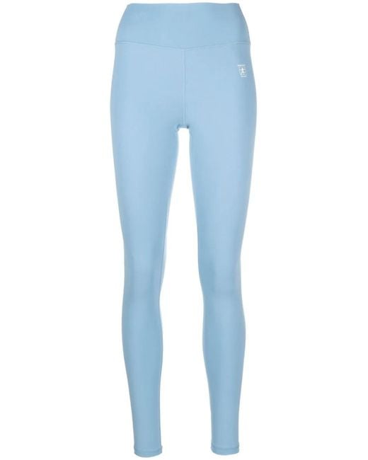 Sporty & Rich Blue Runner Logo-Print Leggings