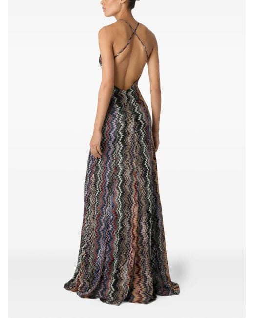 Missoni Purple Zigzag-Pattern Maxi Dress