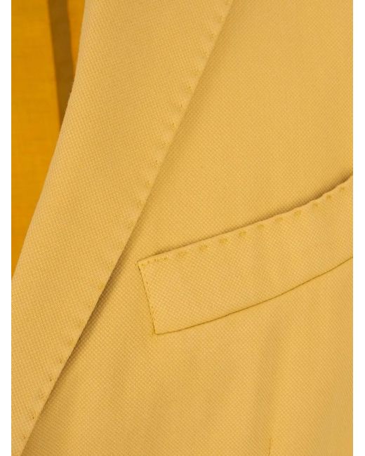 RUSSO CAPRI Yellow Oxford Button Blazer for men