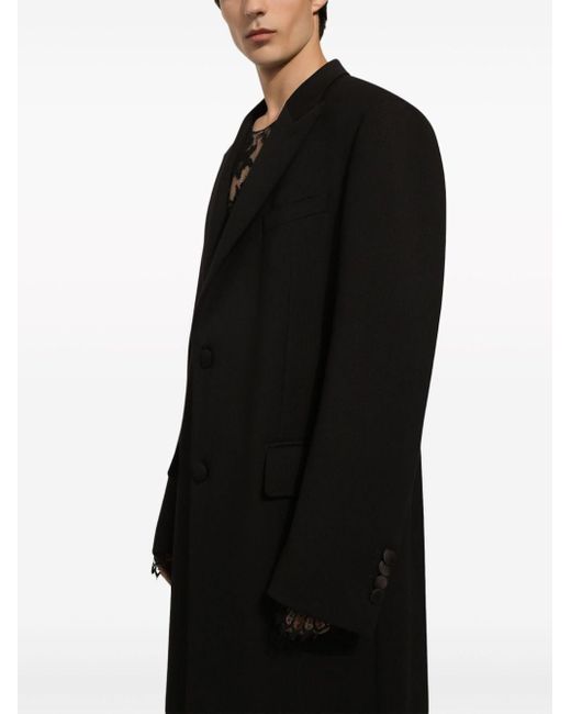 Dolce & Gabbana Black Virgin Wool-blend Coat for men