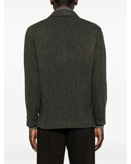 Gran Sasso Green Herringbone-Weave Wool Jacket for men