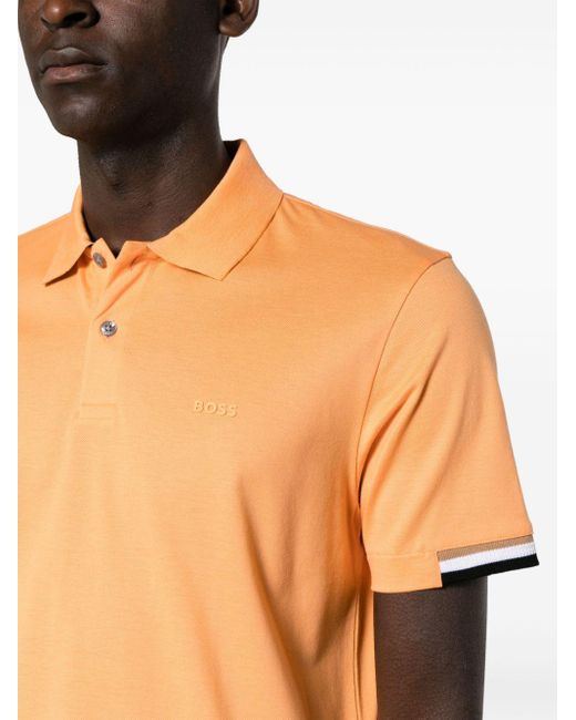 Boss Poloshirt mit Logo-Applikation in Orange für Herren