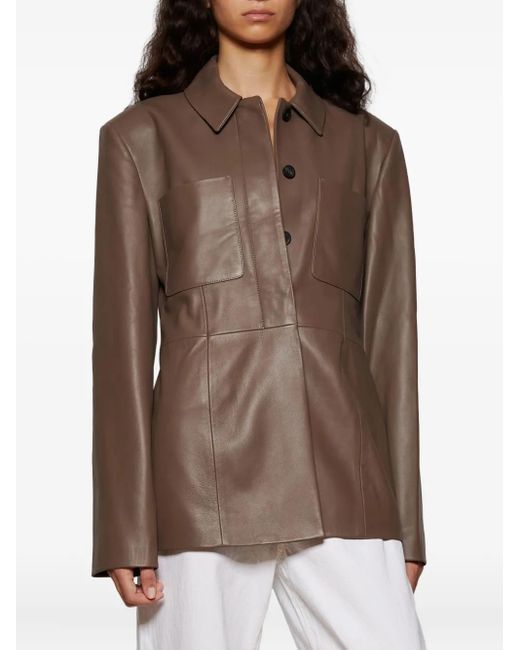 TOVE Brown Buttoned Patch-Pocket Jacket