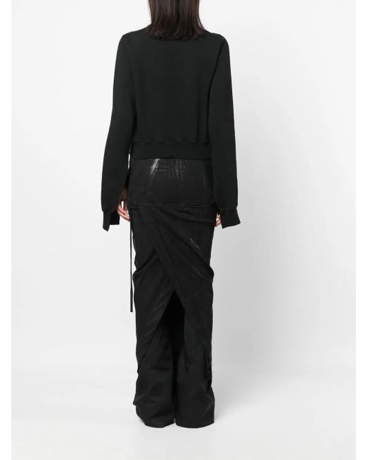 Rick Owens Black Eyelet-Embellished Cropped Sweatshirt