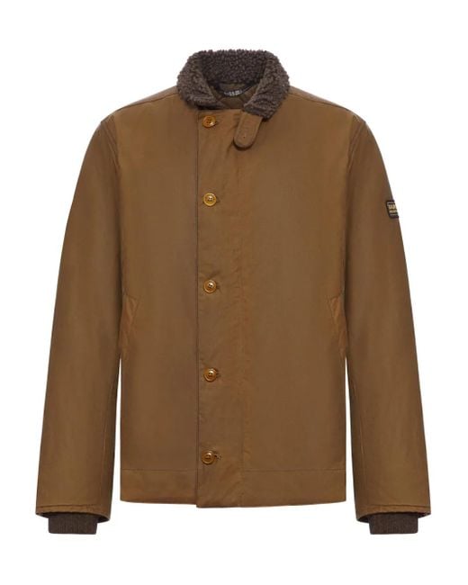 Barbour Brown Borg-Collar Cotton Jacket for men