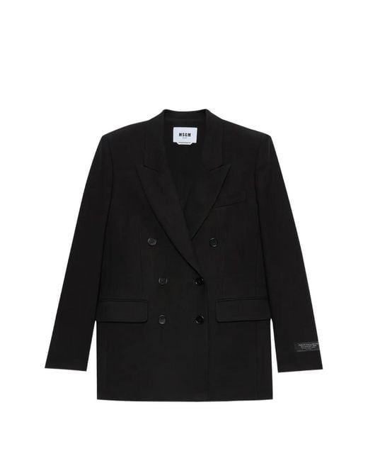 MSGM Black Double-Breasted Blazer