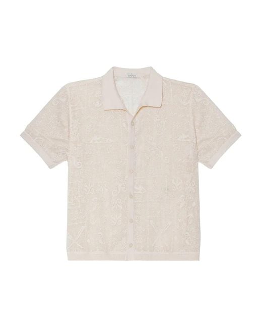 Agua Bendita White Jared Embroidered Short-Sleeve Shirt for men