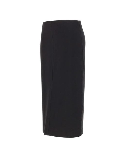 Elena Miro Black Back-Slit Midi Skirt