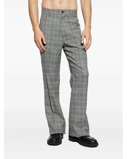 Amiri Gray Checked-Pattern Trousers for men