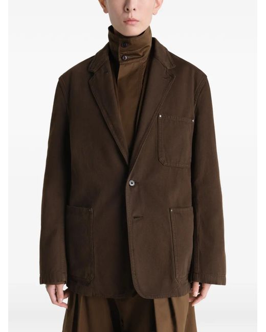 Lemaire Brown Single Breasted Tailored Jacket