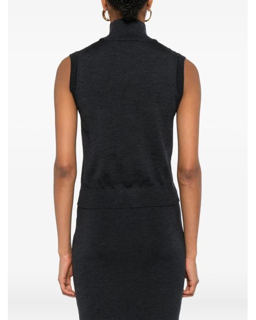 Top Smanicato A Collo Alto di Alpha Studio in Black