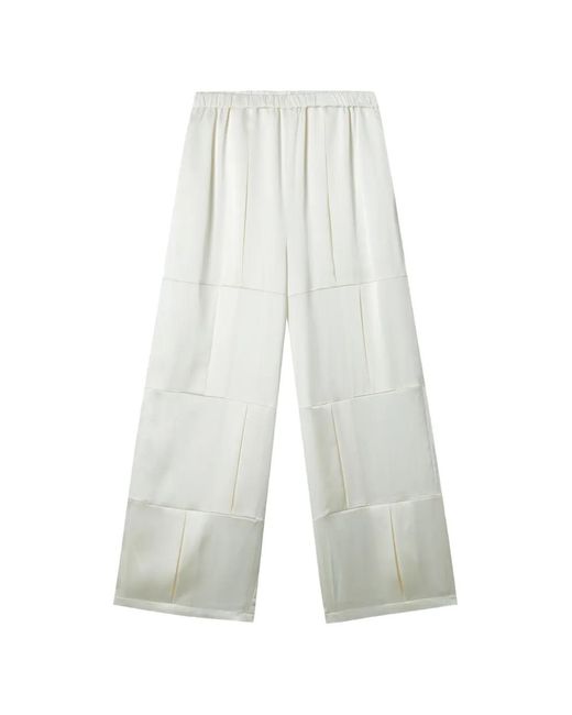 Enfold White Patchwork-Design Palazzo Pants