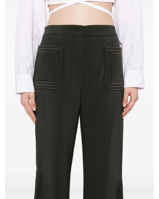 Elie Saab Black Embroidered Cady Pants