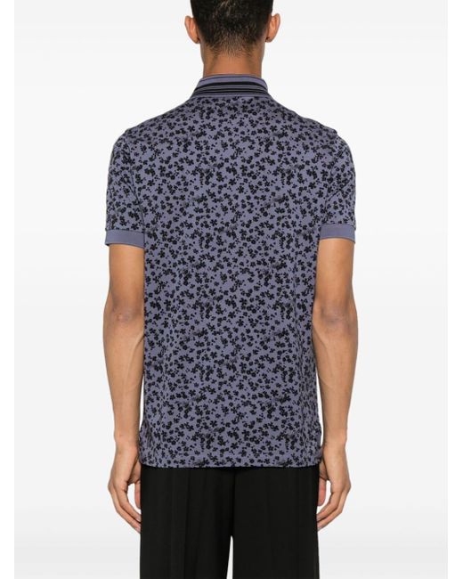 Paul Smith Blue Floral-print Polo Shirt for men