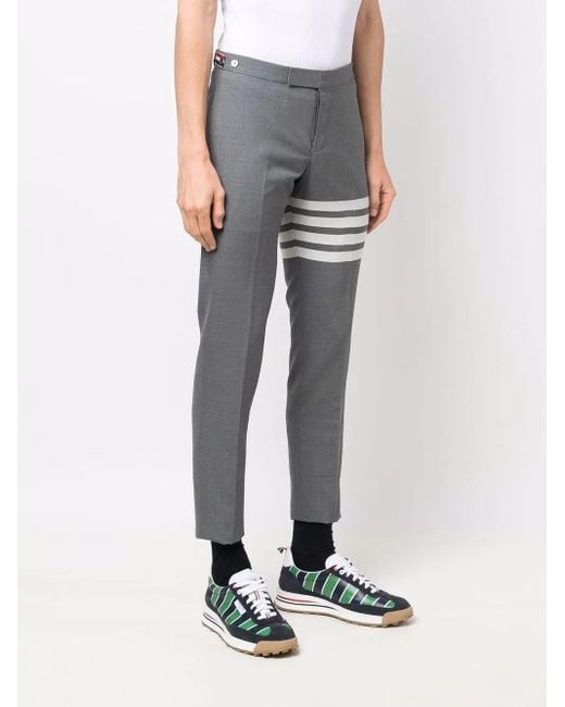 Thom Browne Gray 4-Bar Low-Rise Trousers for men