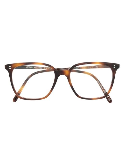 Oliver Peoples Brown Tortoiseshell Square-Frame Glasses