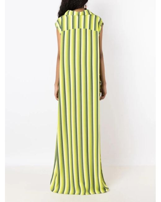 Amir Slama Green Stripe-Print Long Shirtdress