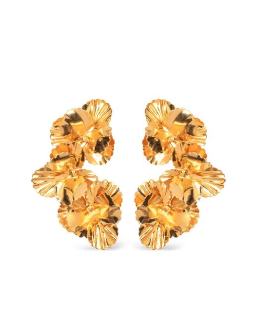 Pendientes Viola con motivo floral Jennifer Behr de color Metallic