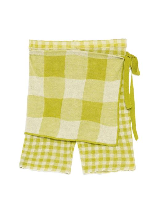 YANYAN KNITS Yellow Checked Shorts