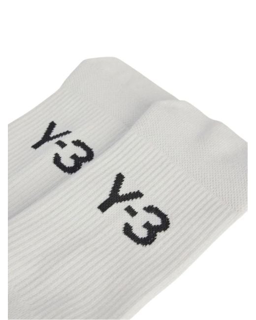 Y-3 White Logo-Detail Crew Socks for men