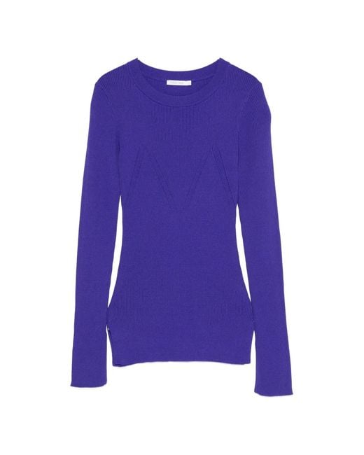 Patrizia Pepe Purple Ribbed-Knit Slim-Fit Knit