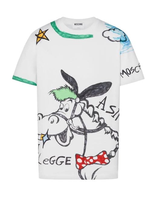 Moschino Gray Printed Organic Cotton Jersey T-Shirt for men