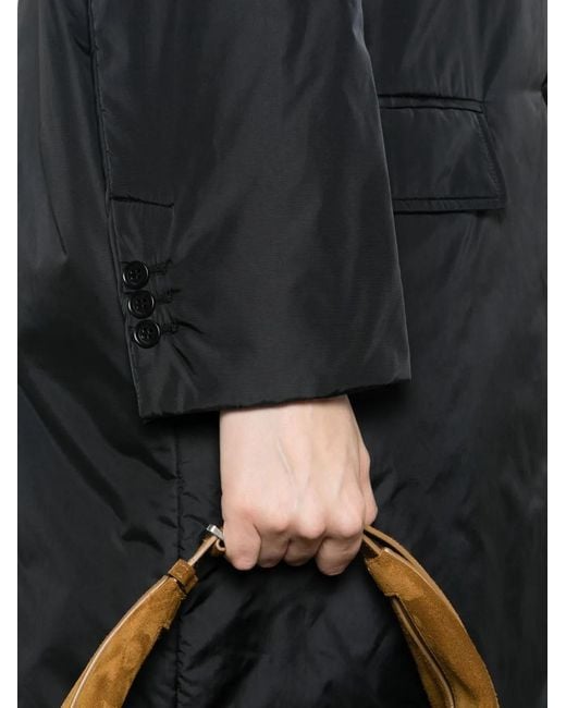 Aspesi Black Manteau Boutonné À Empiècements Matelassés