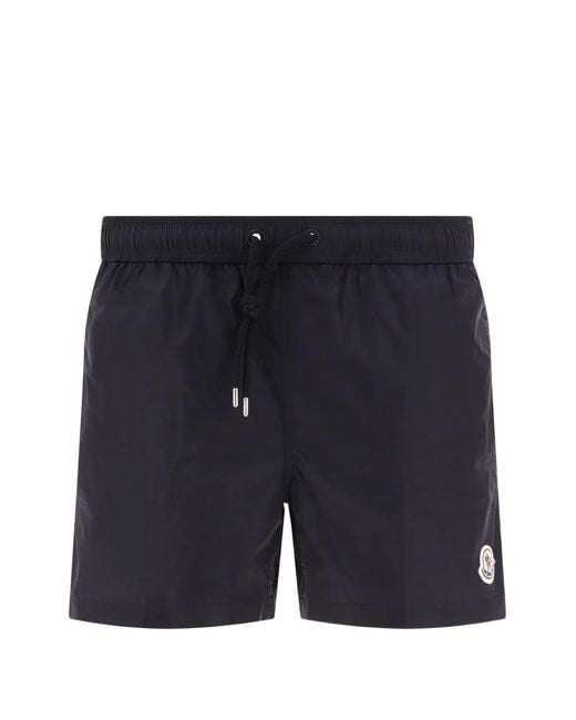 Moncler Blue Logo-Patch Swim Shorts for men