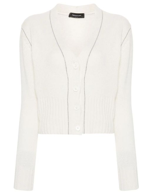 Fabiana Filippi White Bead-Embellished Cashmere Cardigan