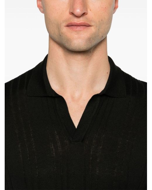 Tagliatore Black Pavel Silk Polo Shirt for men
